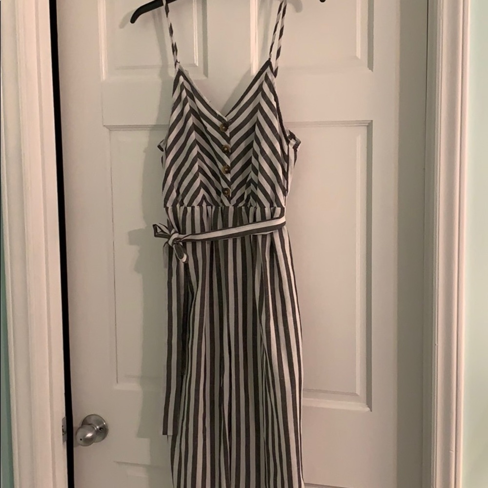 Super cute Gray and white stripe romper!!